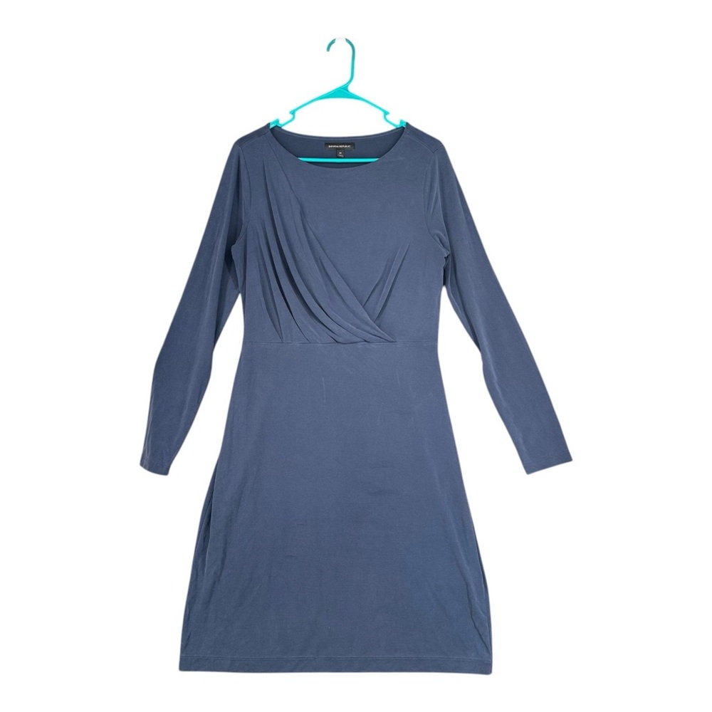 Banana Republic Women’s M Medium Orange Navy Draped Stretch Dress Office Career